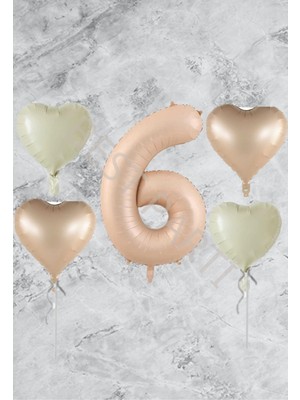 Rönesans Parti Kum Beji Rakam Kalp Folyo Balon Seti Yaş 6