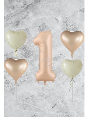 Rönesans Parti Kum Beji Rakam Kalp Folyo Balon Seti Yaş 1