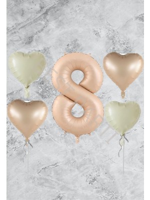 Rönesans Parti Kum Beji Rakam Kalp Folyo Balon Seti Yaş 8