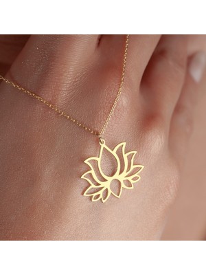 Decovienotr Lotus Çiçeği Kadın Gümüş KOLYE,925 Ayar Gümüş Kolye, Gümüş, Rose Gold, Altın Kaplama Kolye