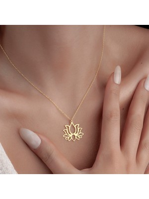 Decovienotr Lotus Çiçeği Kadın Gümüş KOLYE,925 Ayar Gümüş Kolye, Gümüş, Rose Gold, Altın Kaplama Kolye