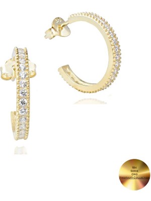 18K Serie Oro Tamtur Işıltı Dizilim Night Kadın Gümüş Küpe 18 mm