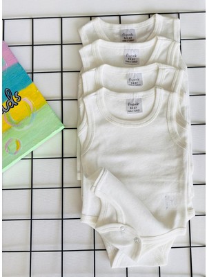 Miyakidsworld Jakarlı Çıtçıtlı Body Bebek Yazlık Atlet Set 4 Adet (0-12 Ay) %100 Pamuklu Esnek Body