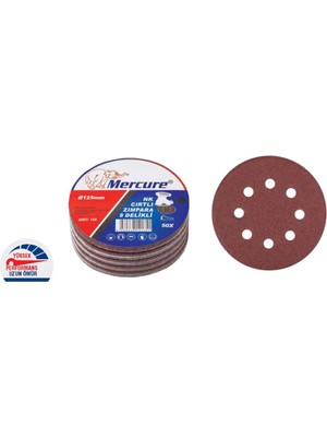 Mercure Cırtlı Zımpara NK-125 120 Kum 8 Delikli 100 Adet