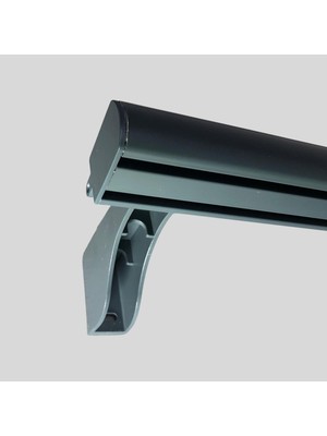 İzen Dekoratif Iki Kanallı Alüminyum Perde Ray Takımı (43MM) Plastik Başlık ve Ayaklı Ikili Korniş