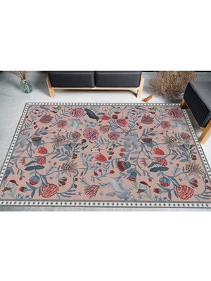 Rugs Modern Mira 1731 Botanik Desenli Çok Renkli Dokuma Taban Dekoratif Halı