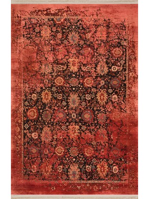 Rugs Modern Kırmızı Temalı Geleneksel Motif Etnik Soyut Desenli Dekoratif Halı 1661