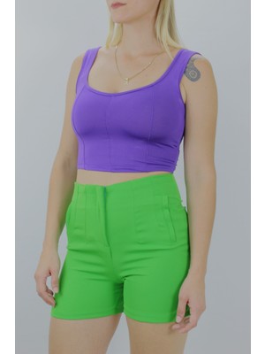 Glamfit Micro Parçalı Crop Mor - LKS2022.25