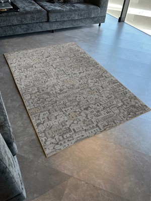 Rugs Modern Bej Gri Temalı Antik Şehir Tasarım Bina Ev Desenli Kreatif Modern Dekoratif Halı 2707