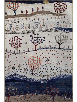 Rugs Modern Mavi Bej Temalı Sonbahar Tasarım Ağaç Desenli Kreatif Modern Dekoratif Halı 2896