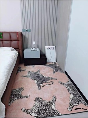 Rugs Modern Pembe Leopar Tema Dekoratif Dokuma Taban Halı Mira 1299