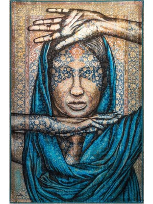 Rugs Modern Kadın Yüzü Figürlü Sanatsal Desenli Dekoratif Halı 1727