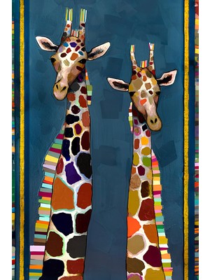 Rugs Modern Mavi Temalı Zürafa Desenli Çok Renkli Modern Dekoratif Halı 1649