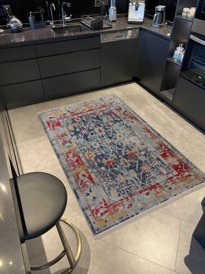 Rugs Modern Kırmızı Mavi Temalı Soyut Geleneksel Motif Etnik Çiçek Desenli Vintage Dekoratif Halı 2388