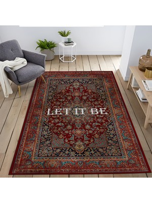 Rugs Modern Mira Çok Renkli Let It Be Yazılı Geleneksel Motifli Vintage Dekoratif Halı Mira 1559