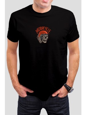 T-35 Motorcycle Baskılı Siyah Uisex T-Shirt C963