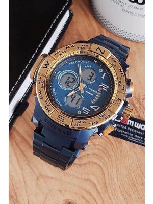 Comwatch Erkek Çelik Kordon Spor Kol Saati Çelik Kasa Analog & Dijital Fonksiyon Su Geçirmez Takvim Kronometre LED Işık Alarm Fonksiyonlar Aktif Çalışır 2 Yıl Garantili