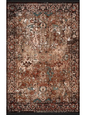 Rugs Modern Mira Bej Ton Koyu Tema Çok Renkli Geleneksel Motif Etnik Desenli Vintage Dekoratif Halı Mira 1587