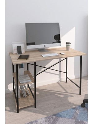 Pratico Rimi Metal Çalışma 2 Raflı Atlantik Çam Ofis Laptop Bilgisayar Masası 60 x 120