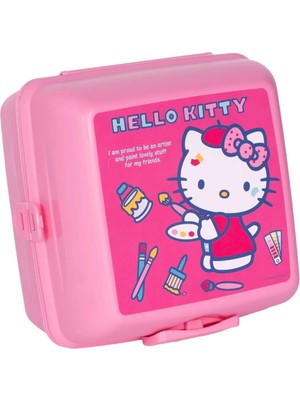 Wiggle Hello Kitty 4 Bölmeli Çocuk Beslenme Kutusu Yemek Saklama Kabı Kaşık ve Çatallı