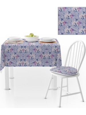 BenimOl Sarmaşık Desenli Yapraklı Gri Mor Antrasit Kadife Dokulu 180x220 Masa Örtüsü