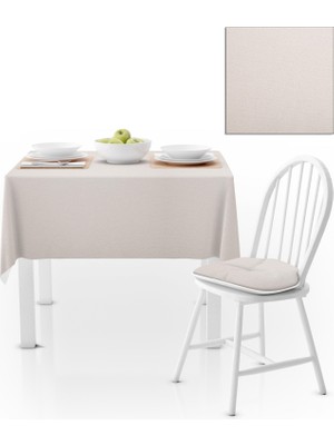 BenimOl Ekru Kadife Dokulu Masa Örtüsü 180x180