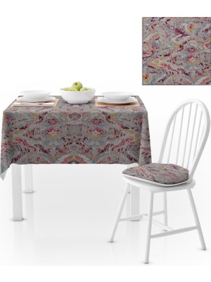BenimOl Sulu Boya Desenli Fuşya Mor Masa Örtüsü 140x180