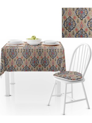 BenimOl Damask Desenli Antrasit Sütlü Kahve Masa Örtüsü 140x220