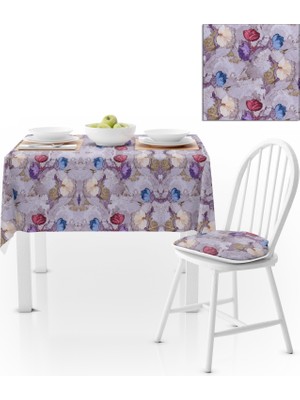 BenimOl Fırça Desenli Bordo Mor Kadife Dokulu 180x220 Masa Örtüsü