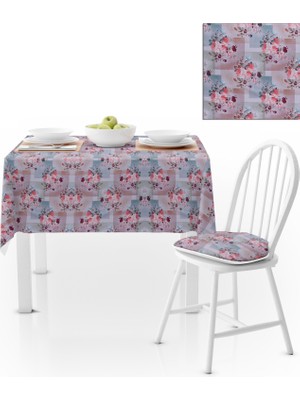 BenimOl Çiçek Desenli Kırmızı Çiçekli Kadife Dokulu 180x260 Masa Örtüsü