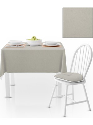 BenimOl Krem Kadife Dokulu Masa Örtüsü 180x260