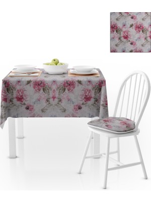 BenimOl Gül Desenli Pembe Vizon Masa Örtüsü 140x140