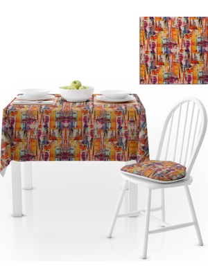 BenimOl Fırça Desenli Sarı Kiremit Masa Örtüsü 140x140