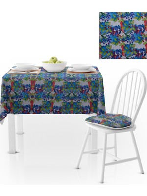 BenimOl Kokina Sulu Boya Desenli Masa Örtüsü 140x140