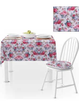 BenimOl Renkli Desenli Krem Pudra Kadife Dokulu 140x180 Masa Örtüsü