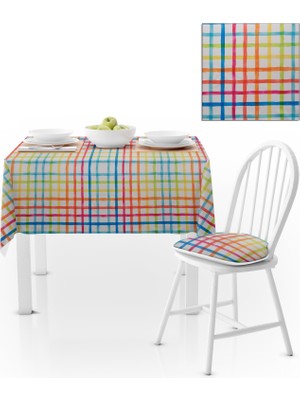 BenimOl Çizgili Desenli Renkli Masa Örtüsü 140x180