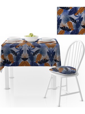 BenimOl Renkli Desenli Modern Lacivert Taba Masa Örtüsü 140x260