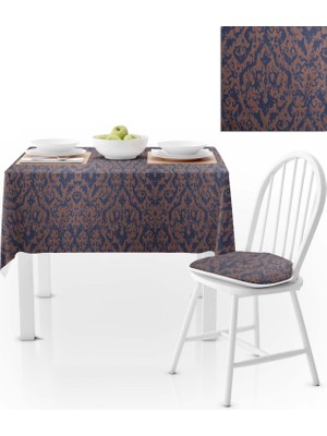 BenimOl Damask Desenli Mavi Masa Örtüsü 140x220