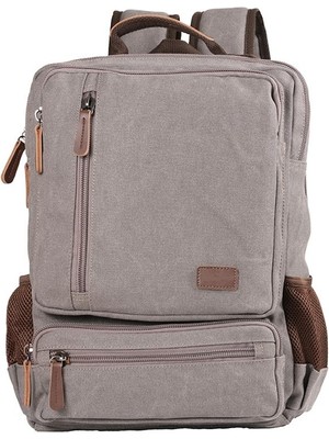 Bagacar Orjinal Kanvas Kumaş Okul ve Günlük Laptop Bölmeli Sırt Çantası Gri