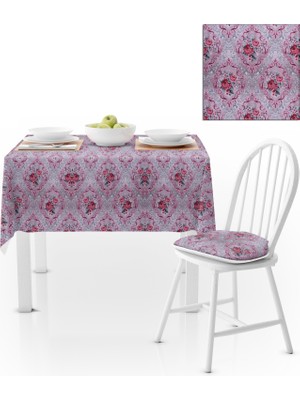 BenimOl Modern Damask Desenli Vizon Kadife Dokulu 120x180 Masa Örtüsü
