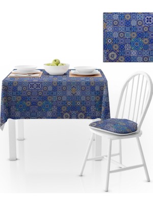 BenimOl Çini Desenli Mavi Masa Örtüsü 140x220