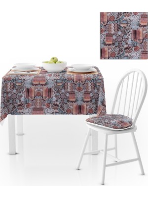 BenimOl Geometrik Desenli Kahve Çikolata Kadife Dokulu 180x220 Masa Örtüsü