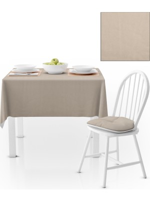 BenimOl Krem Düz Renk Masa Örtüsü 140x140