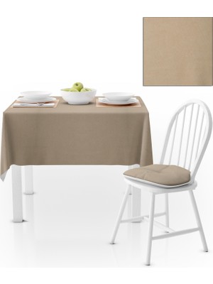 BenimOl Krem Düz Renk Masa Örtüsü 140x140