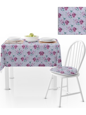 BenimOl Sarmaşık Desenli Yapraklı Gri Yeşil Bordo Kadife Dokulu 140x180 Masa Örtüsü