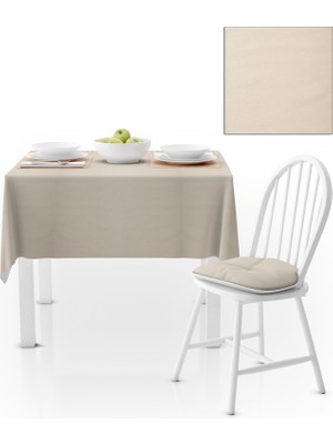 BenimOl Açık Krem Düz Renk Masa Örtüsü 140x140