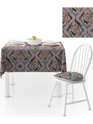 BenimOl Baklava Dilimi Desenli Gül Kurusu Mürdüm Masa Örtüsü 140x220
