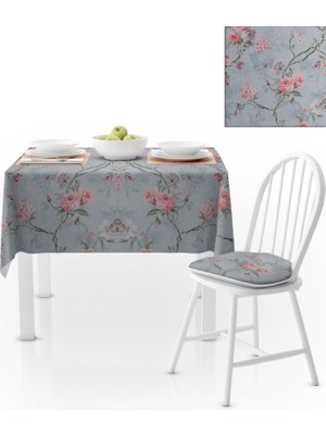BenimOl Sarmaşık Çiçek Desenli Mint Zemin Pembe Masa Örtüsü 140x260