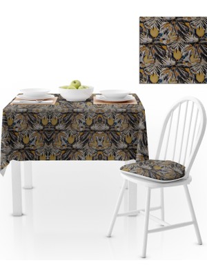 BenimOl Limon Desenli Çiçekli Beyaz Zemin Masa Örtüsü 140x260