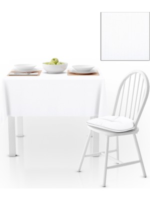 BenimOl Beyaz Düz Renk Masa Örtüsü 140x140